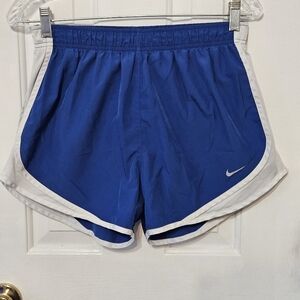 Nike Women's Royal Blue and White Athletic Shorts